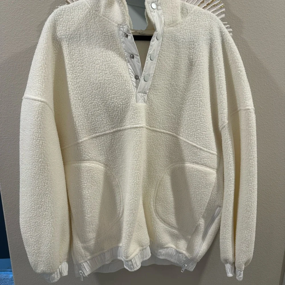 White and Cream Teddy Hooded Sweatshirt - Picture 3 of 7